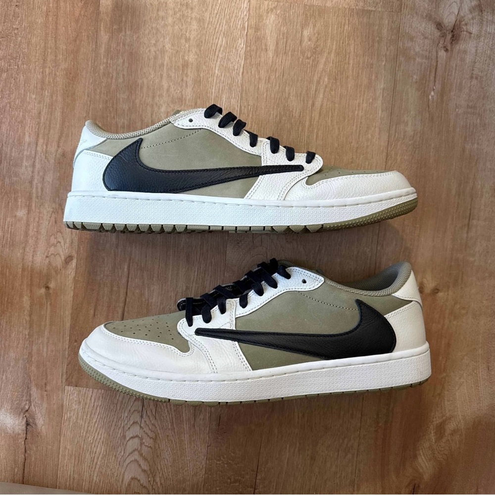 Used Nike Air Jordan 1 Low Golf x Travis Scott Neutral Olive Size 12